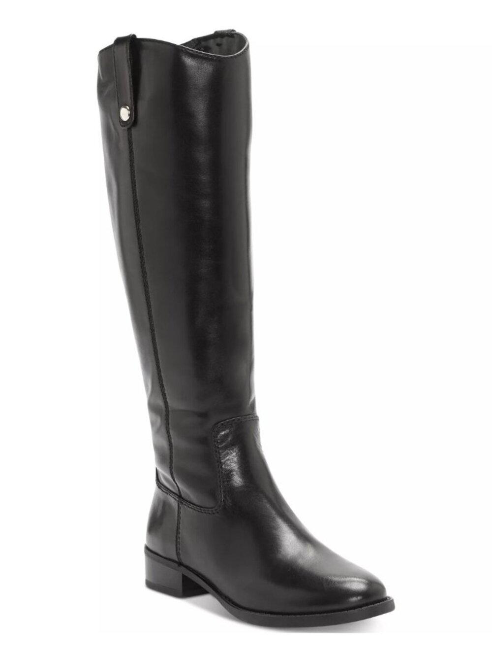 INC Fawne Black Leather Wide Calf Knee High Riding Boots Size 8 M NWT